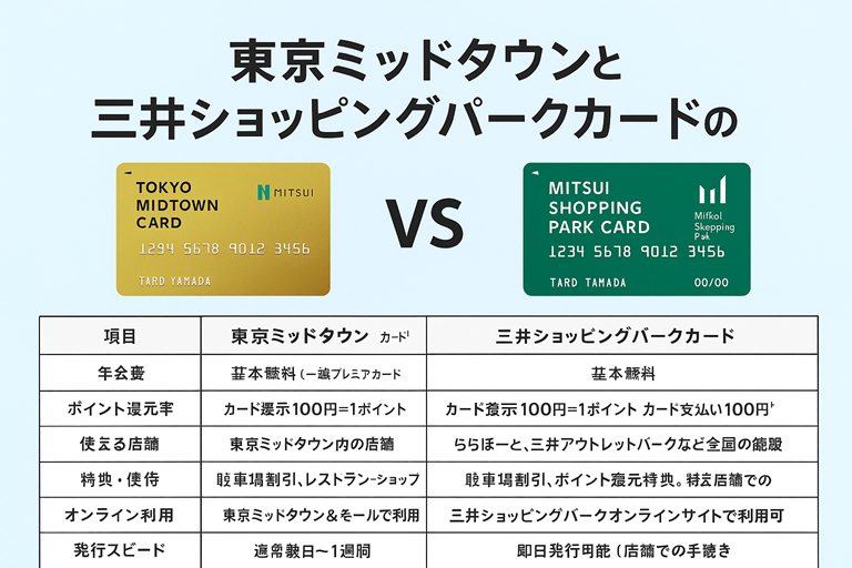 東京ミッドタウンと三井ショッピングパークカードの違いを比較