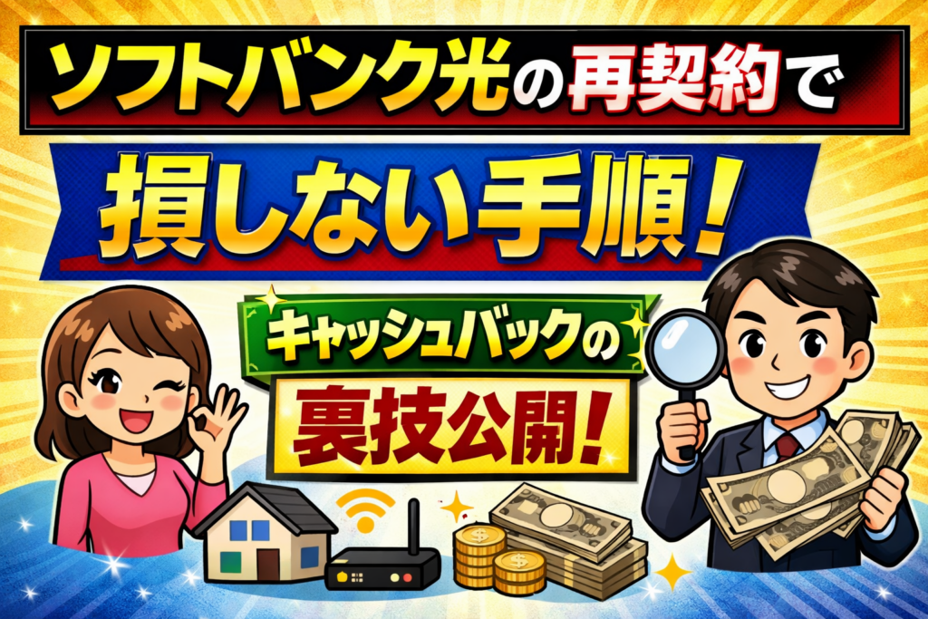 ソフトバンク光の再契約で損しない手順！キャッシュバックの裏技